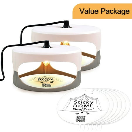 Aspectek - Value Packge - 2 PACK Trapest Sticky Dome Flea Bed Bug Trap with 6 PCS Glue Discs Flea Trap Refill. Odorless Non-poisonous Natural Flea Killer Trap Pad, Family, Children and Pets Friendly