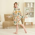 thumbnail image 4 of FORMRS Niños Bathrobe Unisex Hooded Robe Soft Plush Pajamas Sleepwear, Size 2-3T, Beige Retro Leaves, 4 of 7