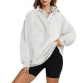 thumbnail image 3 of Sweatshirt for Women Oversized Long Sleeve Henley Neck Pullover Casual Fall 2025 Fashion Tops Button Drawstring Hoodies, 3 of 6