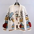 thumbnail image 3 of LOVE DOCK Donald Duck Long Sleeve Autumn Winter Cardigan Jumper Tops Turtleneck Pullovers Casual Sweaters Women Loose Sweater Girl, 3 of 4