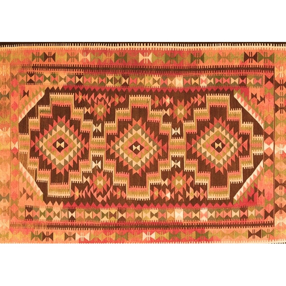 Ahgly Company Indoor Rectangle Southwestern Orange Country Area Rugs, 5' x 8'