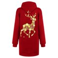 thumbnail image 6 of Women Christmas Outfit Festive Holiday Women's Long Sleeve Pullover Hooded Sweater Dress with Festive Print and Front Pocket Red S, 6 of 6