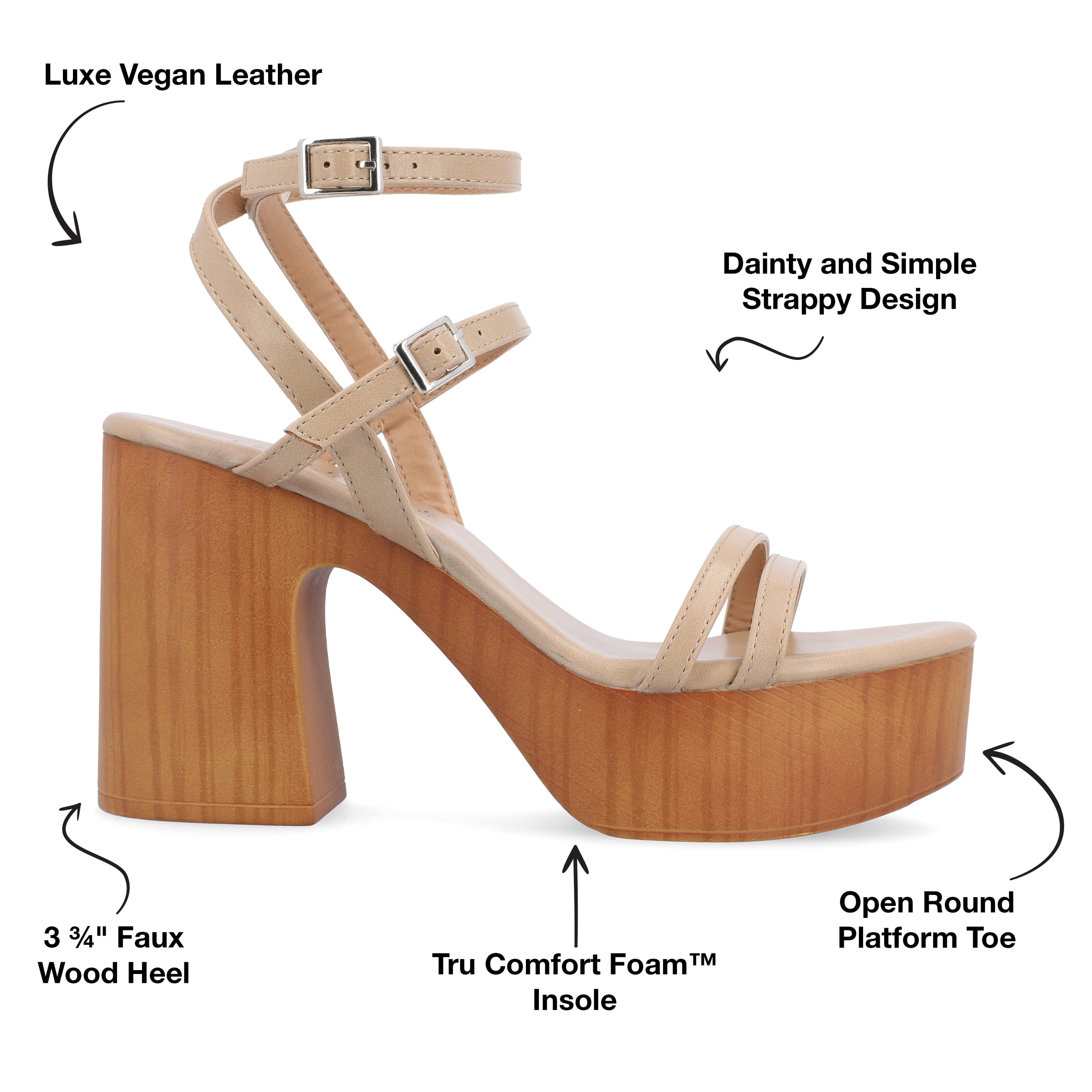 Journee Womens Emerynn Platform Clog Multi Strap Sandals