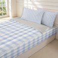 thumbnail image 3 of Manfei Vintage Grid Zipper Full Size Comforter Sets with Fitted Sheet and 2 Pillowcases,Modern Checkered Zipper Bedding Set,Blue White,Light Gray Reversible,4pcs, 3 of 8