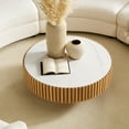 thumbnail image 6 of Kevinplus 35.43" Nesting Round Sintered Stone Tabletop Modern Drum Coffee Table, Luxury Circle Coffee Table for Apartment, 6 of 9