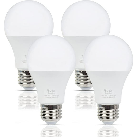 Simba Lighting LED A19 ETL Listed 9W 60W-75W Equivalent Bulbs 120V E26 Base 5000K Daylight 4-Pack