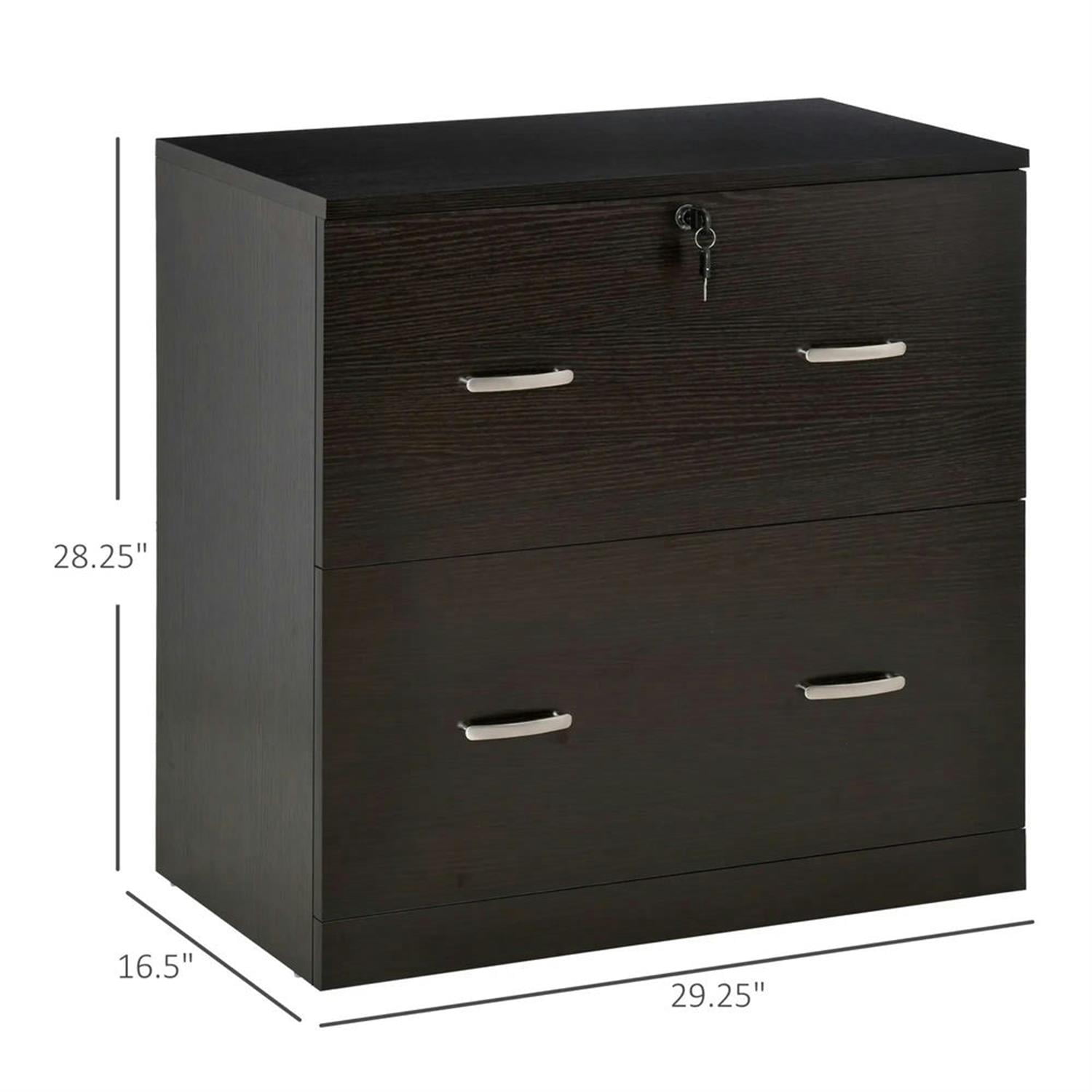 Demi Bonn Modern 2-Drawer Filing Cabinet with Lock and Keys, for Letter Size, Home Office, Lateral Storage File Cabinet, Brown