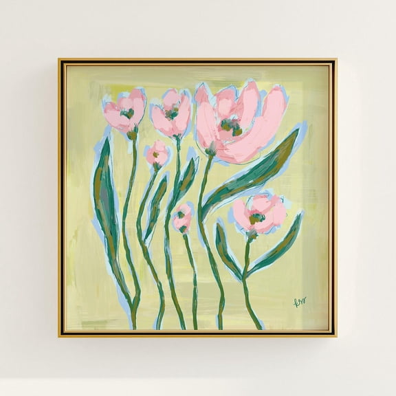 Colorful Botanical Art Light Green And Pink Floral Decor, Unframed Paper Poster 8x10in