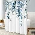 thumbnail image 3 of Eucalyptus Plant Shower Curtain, Botanical Fabric Shower Curtain Set with 12 Hooks, Water Resistant, Watercolor Leaves with Floral Decorative Cloth Shower Curtains for Bathroom, 72x72, Blue, 3 of 6