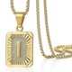 thumbnail image 1 of Collar con colgante de letra inicial AZ de acero inoxidable chapado en oro amarillo y cadena tipo caja, 1 of 5