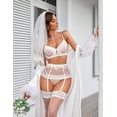 thumbnail image 2 of Avidlove Women Lingerie Set with Garter Bra and Panty Set 3 Piece Lace Underwired Lingerie White，S, 2 of 5
