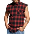 thumbnail image 2 of QNANSPI Mens Summer Tops, Casual Shirts for Men, Plaid Mens Sleeveless Turn Down Collar Button Placket Pocket Casual Daily Wear Outdoor Soft Breathable Lightweight Tops, 2 of 6