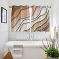 thumbnail image 3 of Brown Ombre Kitchen Curtains Short 54 Inch Length, Modern Geometric Abstract Aesthetic Cream Grommet Top Bedroom Living Room Curtains, Light Filtering Cafe Curtain Drapes 2 Panels Set 84''x54'', 3 of 9