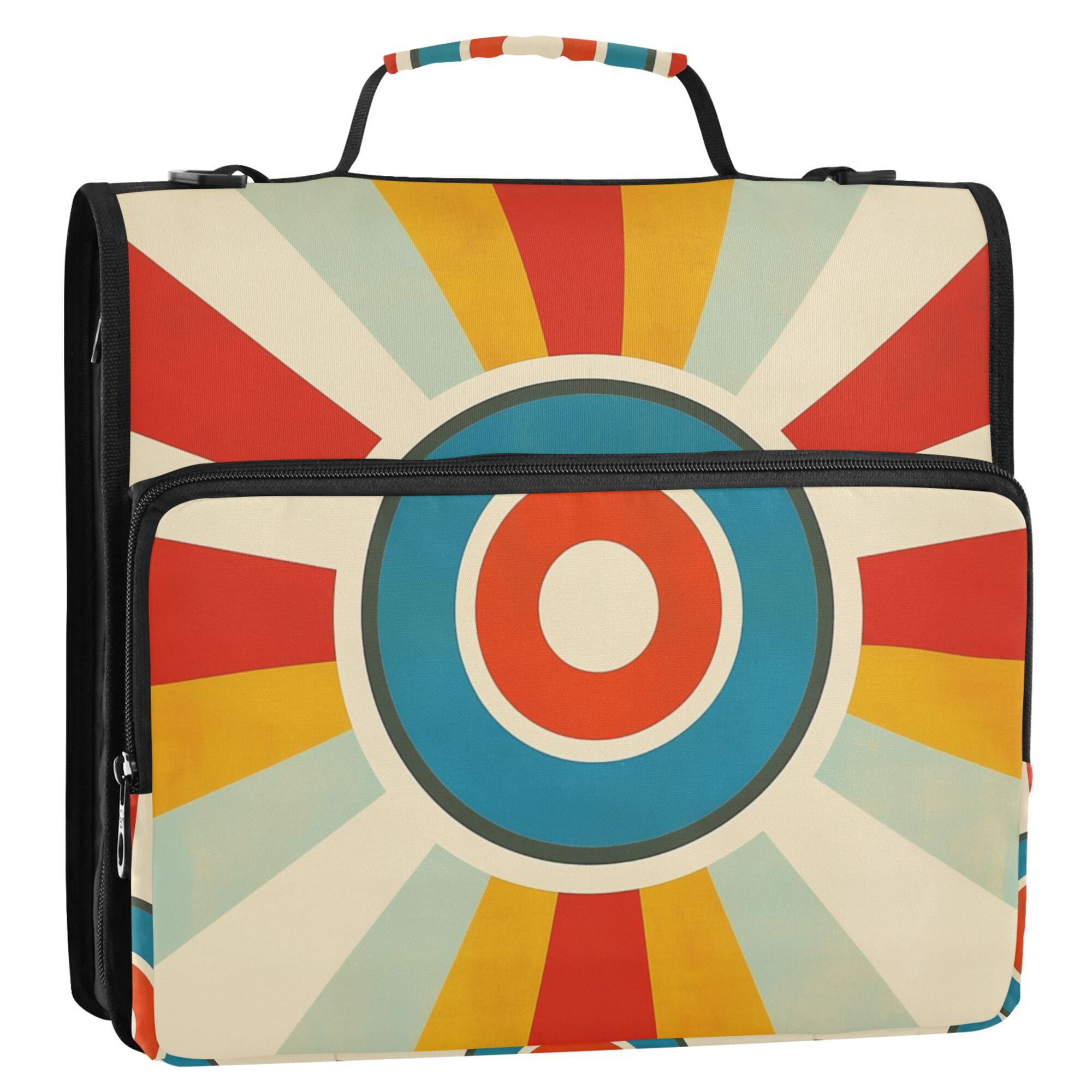 FORMRS Zipper Binder with Shoulder Strap 2-inch Ring 500 Sheet Capacity File Bag, Colorful Circles