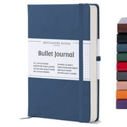 Bullet Notebook - British A5 Dotted Journal by Beechmore Books | Large 5.75" x 8.25" Hardcover Vegan Leather, Thick 160gsm Cream Dot Paper | Gift Box | Symphony Blue