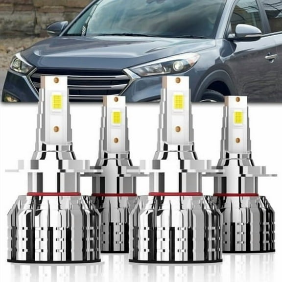 LED Headlight Bulbs H7 Combo Fit for Hyundai Tucson 2016-2018,H7 High/Low Beam Bulbs,6000K Cool White, Plug and Play, Pack of 4