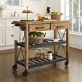 thumbnail image 2 of Crosley Furniture Roots Wood 2 Drawer Kitchen Cart in Natural and Black, 2 of 7