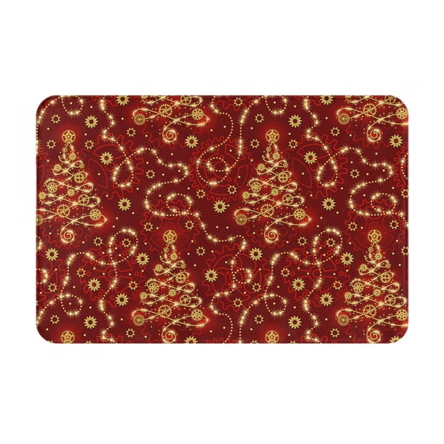 Bingfone Arbre de Noël sur Fond Rouge pour Paillasson 16"x24 Pouces Entrée avant Antidérapant Profil Bas Lavable pour Entrée
