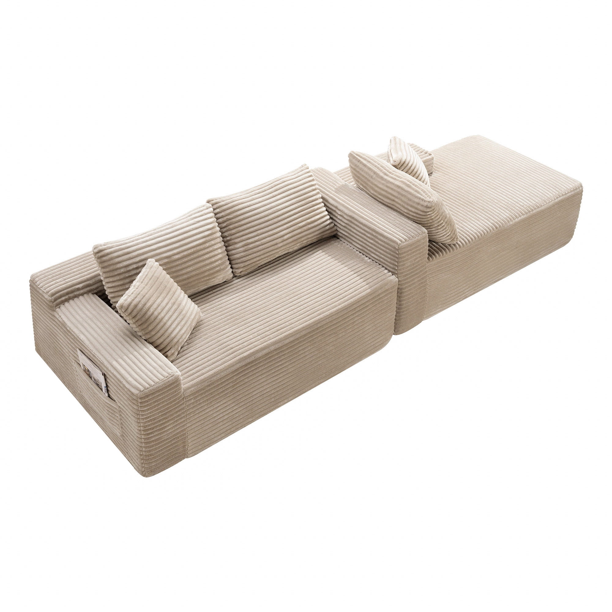 Leumius 106.3" Cloud Modular Sectional Sofa Couch with L-Shape Chaise,Modern Minimalist Upholstered Couches for Living Room Bedroom No Assembly Required Camel-R