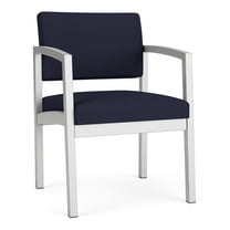 Lesro Lenox Steel Fabric Guest Waiting Room Guest Chair in Silver/Open House Navy