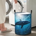 thumbnail image 5 of Sikiie Ocean Dolphin Fish School Print Round Dirty Clothes Basket, Waterproof Standing Foldable Storage Basket, for Laundry Room, Bedroom, Bathroom Storage-Medium, 5 of 6