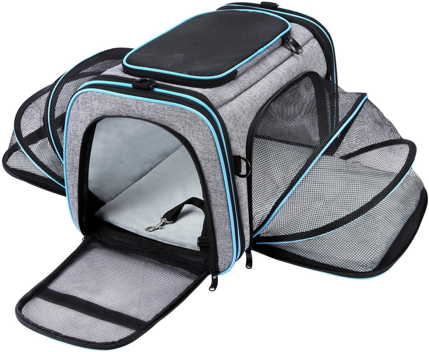 Airline Approved Pet Carrier, Large Soft Sided Pet Travel TSA Carrier 4  Sides Expandable Cat Collapsible Carrier with Removable Fleece Pad and  Pockets for Cats Dogs and Small Animals 