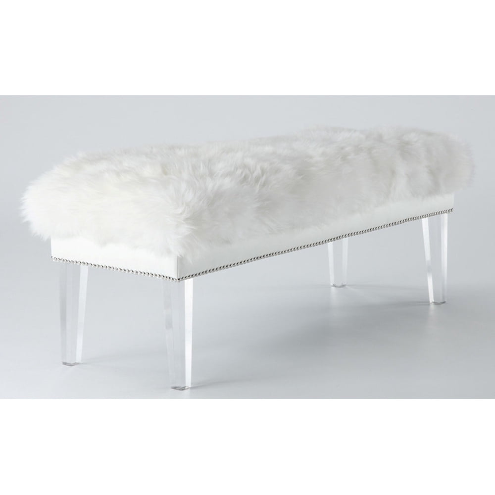TOV Furniture Luxe Sheepskin Lucite Bench - Walmart.com - Walmart.com