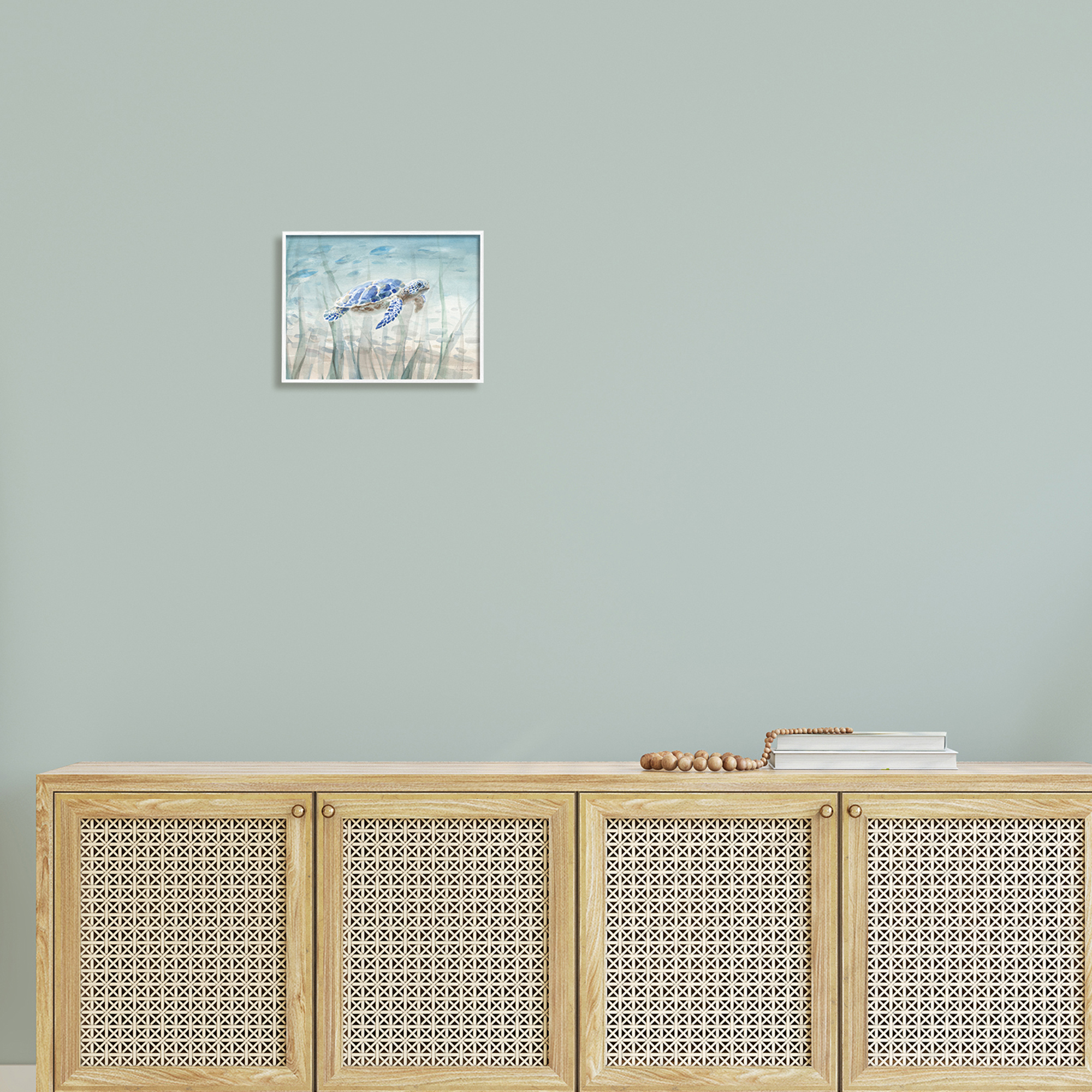 Stupell Industries Baby Sea Turtle Blue Speckled Aquatic Animal Ocean, 14 x 11, Design by Danhui Nai