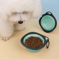 thumbnail image 1 of Cuenco plegable portátil para animales pequeños: recipiente de viaje flexible de goma para agua y comida; taza para comer al aire libre con gancho para mascotas durante los paseos., 1 of 6