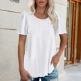 thumbnail image 2 of YOTMKGDO Short Sleeve Crew Neck Shirt | Women's Puffed Sleeve Hole Hollow Casual T Shirt, summer tops for women (White, XL), 2 of 6