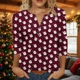 thumbnail image 2 of LiMoi Women's Three Quarter Sleeve Seasonal Tees V Neck Tshirt with Holiday Santa Pattern Casual Tops Shirts Blouse My Items, 2 of 5