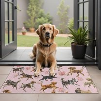 Dogs with Pioneer Flower Door Rugs,Washable Non Slip Door Mats Indoor,Decorative Door Mats,Entry Mat Indoor for Entrance,Bedroom,Kitchen,Bathroom,20"x32"