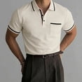 thumbnail image 2 of FRSASU Men's Short Sleeve Polo Shirt Outdoor Street Style Top with Pocket Design Casual Classic Fit Collared Golf Shirts Khaki, 2 of 4