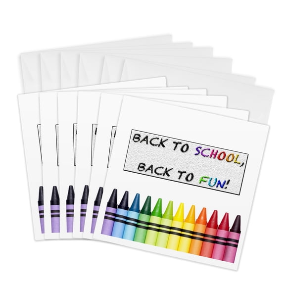 3drose, Back to School, Back to Fun, 6 Greeting Cards with Envelopes