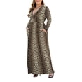 thumbnail image 4 of Aiyino Women Plus Size V Neck Long Sleeve Casual Evening Dress, Comfortable Elegant Party Maxi Dress, 4 of 7