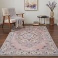 thumbnail image 3 of 2x7 Area Rugs for Hallway Machine Washable Low Pile Runner with Non Slip Backing, Indoor Lightweight Print Rug for Bedroom, Bathroom, Laundry Room, Entryway, Floral Medallion, Dusty Rose, 3 of 4