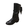 thumbnail image 2 of Women's Shoes Popularity Fashion Solid Color British Style Flat Bow Lacing High Boots, 2 of 9