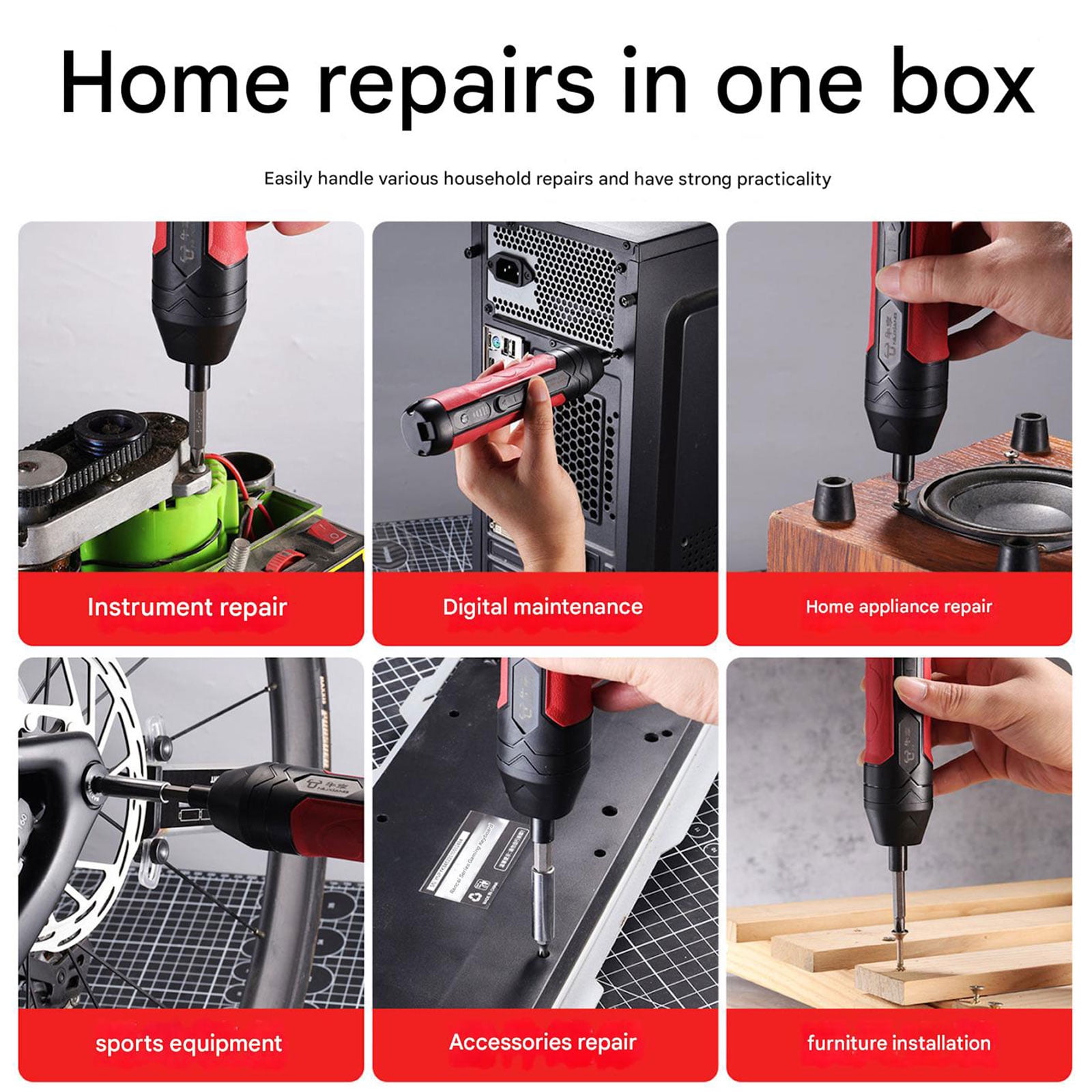 Electric Screwdriver 4 Torques Settings Head Design Powered Tool Cordless Screwdriver