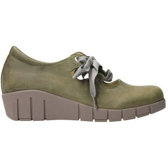 Wolky Women's Boston Lace-Up Wedge Heel Shoes, Olive, Size EU 41