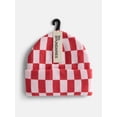 thumbnail image 2 of No Boundaries Women's Ribbed Knit Checkered Beanie, 2 of 4