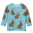 thumbnail image 6 of PWPSG Kids Easter Shirts 2026 Cute Rabbit Bunny Print Pullovers 3/4 Sleeve Crewneck Blouses Lightweight Summer Casual Shirts Funny Egg Graphic Tees for Girl Blue 5-6 Years, 6 of 6