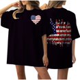 thumbnail image 2 of Fiudx Ofertas y Liquidaciones Camiseta de Manga Corta con Cuello Redondo y Estampado Informal En La Parte Delantera y Trasera Del Día de La Independencia para Mujer, 2 of 5