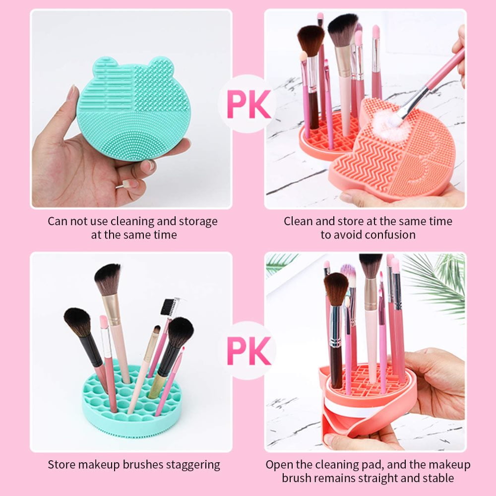 3 In 1 Silicone Makeup Brush Cleaner Mat, Brushes Drying Rack Can Be