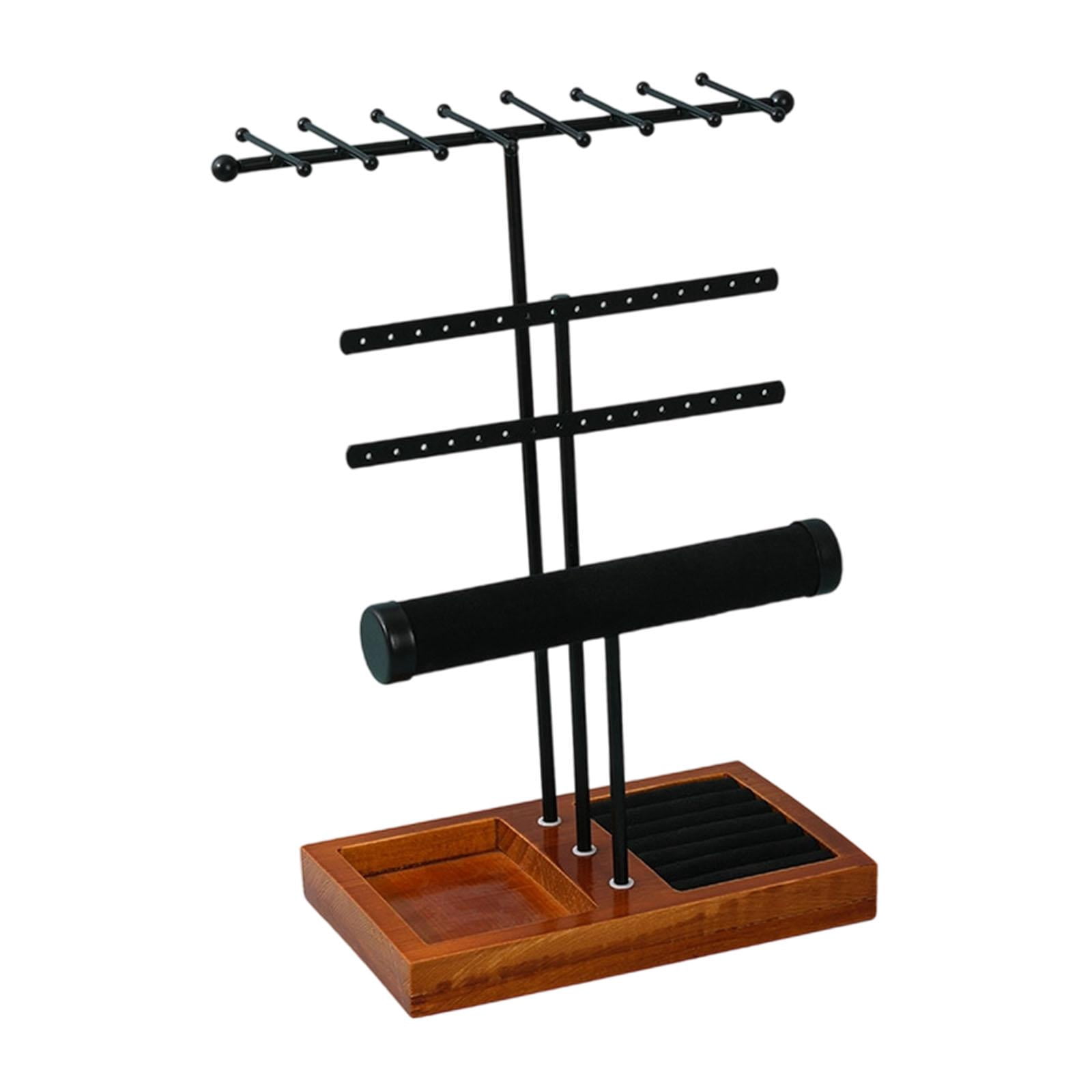 Jewelry Organizer Earring Display Necklace Hanger Versatile Metal and Wood for Home Tabletop Dresser Vanity