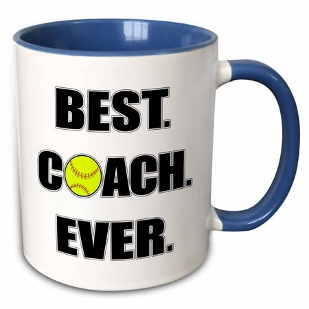 3dRose Softball Best Coach Ever - Two Tone Blue Mug,