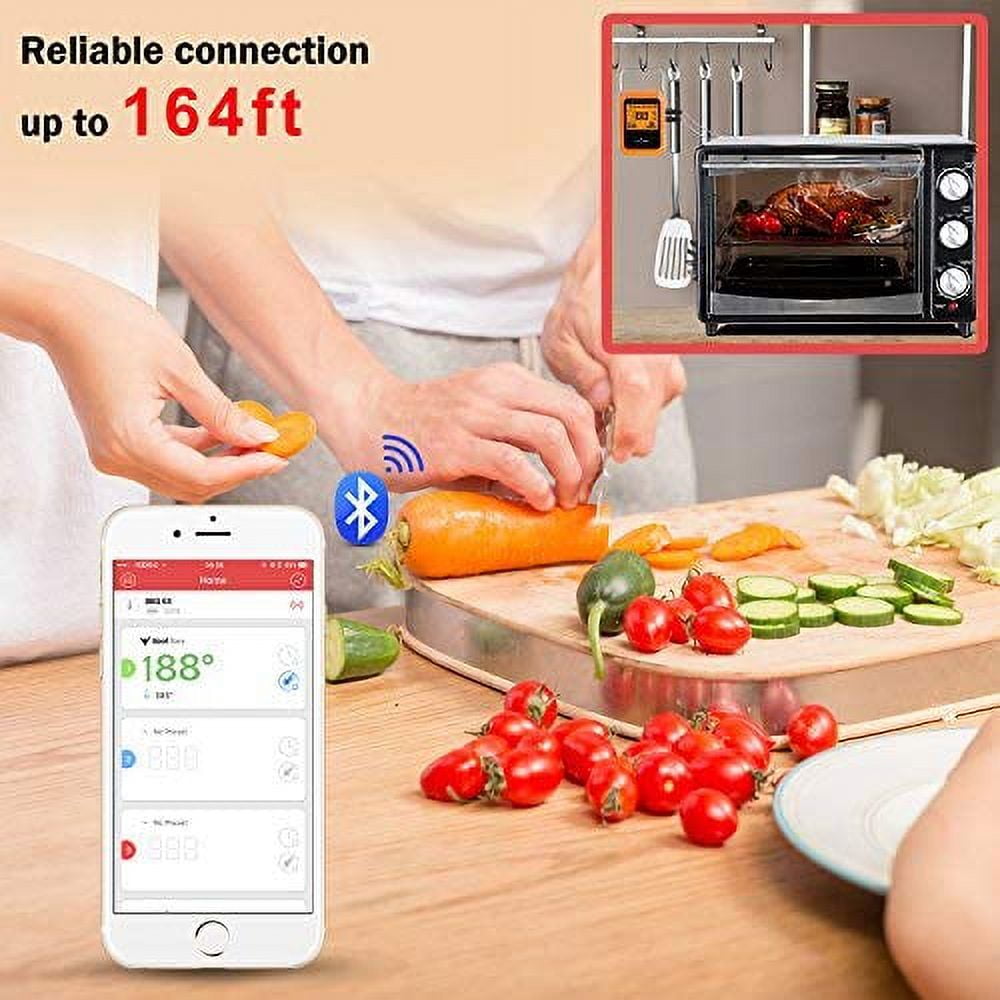 Wireless Meat Thermometer, Bluetooth Remote Cooking Thermometer, Digital Oven  Thermometer with 6 Probe Port for BBQ Grilling Smoker Kitchen, iPhone &  Android Phone Supported - Chugod