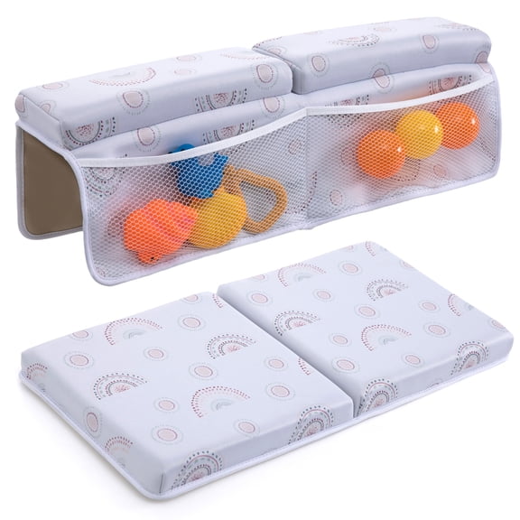 Wildkin Bath Kneeler & Elbow Rest Pad Set, Extra Thick Non-Slip Foam, Quick Dry, 2-Piece, 22x11 & 22x16.5 inches (Rainbow)