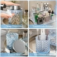 thumbnail image 4 of Bathroom Accessories Set - 20PCS Blue Glass Bathroom Set with Shower Curtain and Rugs, Soap Dispenser, Soap Dish, Cup, Qtip Jar, Toothbrush Holder, Stylish & Functional Bath Decor for Home, Apartment, 4 of 12