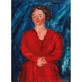 thumbnail image 2 of Chaïm Soutine 11x14 Black Ornate Wood Framed Double Matted Museum Art Print Titled: The Woman in Red in Blue Background (Around 1928), 2 of 5