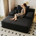 thumbnail image 4 of BISHE Oversized Upholstered Sofa Bed with 3 Pillows, 68" Corduroy Chaise Lounge Sleeper Couch, Fully Compressed Foam Loveseat for Apartment, Living Room, Bedroom, Black, 4 of 8
